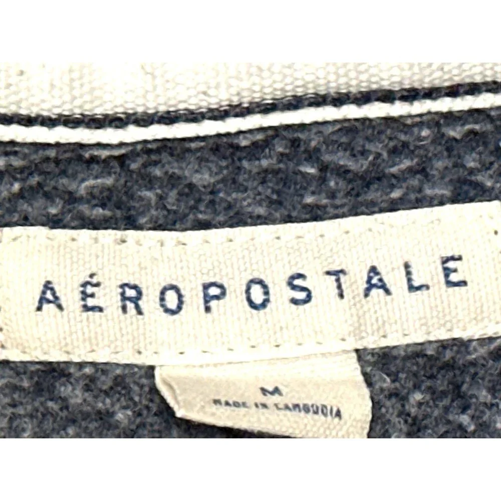Aeropostale 87 Navy Blue Full Zip Hoodie Drawstring Hood Front Pockets Medium - Picture 5 of 10
